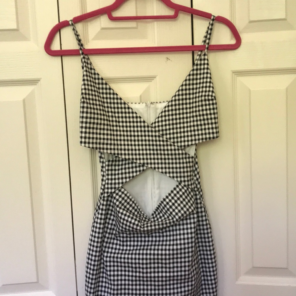 Black and white gingham dress with cut out